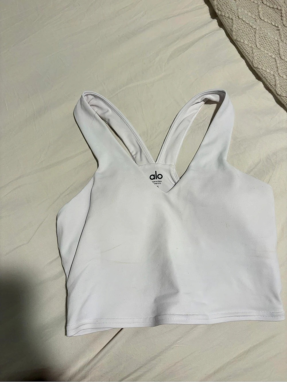 Alo Airbrush Real Bra Tank White Crop Tank XS Like New